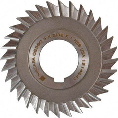 Keo - 3" Blade Diam x 5/32" Blade Thickness, 1" Hole, 32 Teeth, High Speed Steel Side Chip Saw - Straight Tooth, Arbor Connection, Right Hand Cut, Uncoated, with Keyway - Caliber Tooling