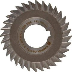 Keo - 3" Blade Diam x 3/16" Blade Thickness, 1" Hole, 32 Teeth, High Speed Steel Side Chip Saw - Straight Tooth, Arbor Connection, Right Hand Cut, Uncoated, with Keyway - Caliber Tooling