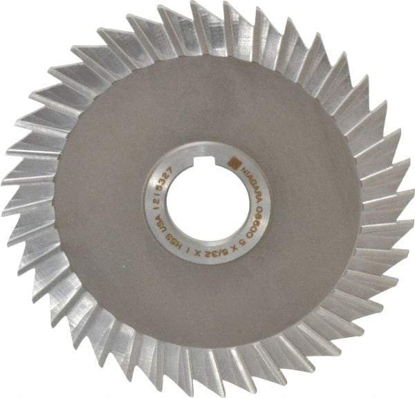 Keo - 5" Blade Diam x 5/32" Blade Thickness, 1" Hole, 40 Teeth, High Speed Steel Side Chip Saw - Straight Tooth, Arbor Connection, Right Hand Cut, Uncoated, with Keyway - Caliber Tooling