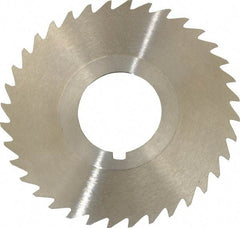 Keo - 2-1/2" Diam x 1/32" Blade Thickness x 7/8" Arbor Hole Diam, 36 Tooth Slitting and Slotting Saw - Arbor Connection, Right Hand, Uncoated, High Speed Steel, 10° Rake, Concave Ground - Caliber Tooling