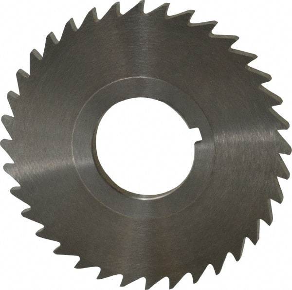 Keo - 2-1/2" Diam x 1/8" Blade Thickness x 7/8" Arbor Hole Diam, 36 Tooth Slitting and Slotting Saw - Arbor Connection, Right Hand, Uncoated, High Speed Steel, 10° Rake, Concave Ground - Caliber Tooling