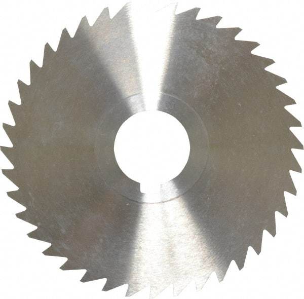 Keo - 4" Diam x 1/32" Blade Thickness x 1" Arbor Hole Diam, 40 Tooth Slitting and Slotting Saw - Arbor Connection, Right Hand, Uncoated, High Speed Steel, 10° Rake, Concave Ground - Caliber Tooling