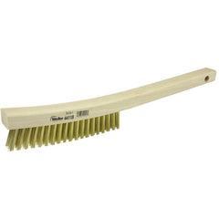 Plater's Brush, Brass Fill, 3 × 19 Rows, Curved Handle - Caliber Tooling