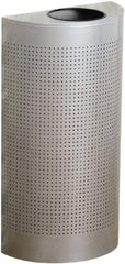 Rubbermaid - 12 Gal Silver Half-Round Decorative Waste Receptacle With Top - Steel, 32" High x 18" Wide - Caliber Tooling