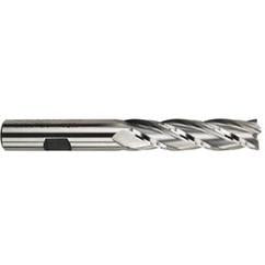 3/4 Dia. x 5-1/4 Overall Length 4-Flute Square End High Speed Steel SE End Mill-Round Shank-Center Cutting -TiN - Caliber Tooling