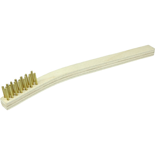 Small Hand Wire Scratch Brush, Brass Fill, Wood Block, 3 × 7 Rows - Caliber Tooling