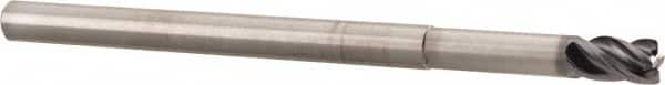 Kennametal - 1/4", 4 Flute, Solid Carbide, 0.015" Corner Radius End Mill - 4" OAL, 3/8" LOC, 1-1/4" Extended Reach - Caliber Tooling