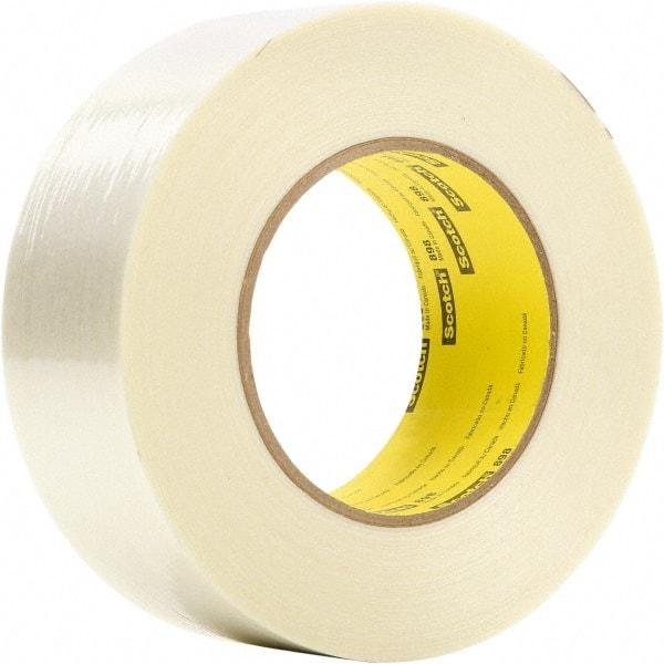 3M - 48mm x 55m Clear Rubber Adhesive Filament Tape - Polypropylene Film Backing, 6.6 mil Thick - Caliber Tooling