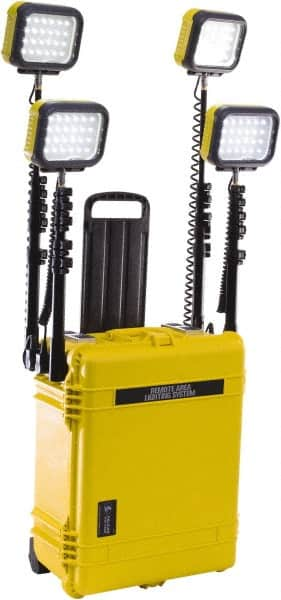 Pelican Products, Inc. - 12 Volt, 93 Watt, Electric, LED Portable Floor Work Light - 13.78" Cord, 4 Heads, 12,000 Lumens, Polypropylene, 24.83" Long x 19.57" Wide x 11.93" High - Caliber Tooling