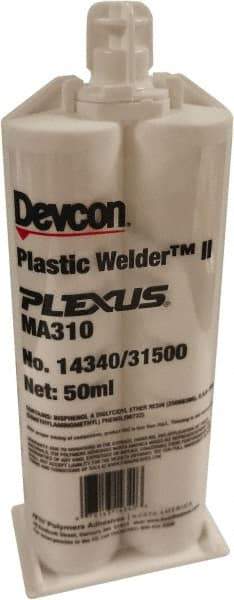 Plexus - 50 mL Cartridge Two Part Acrylic Adhesive - 15 to 18 min Working Time, 60°F to 95°F, 4,500 psi Shear Strength - Caliber Tooling