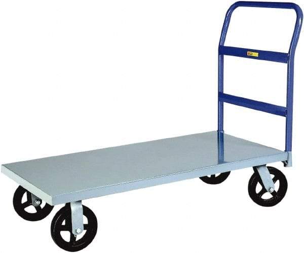 Little Giant - 2,400 Lb Capacity Steel Platform Truck - Steel Deck, 24" OAW, 60" Platform Length x 11" Platform Height, Mold-On Rubber Casters - Caliber Tooling