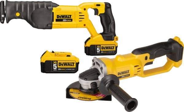 DeWALT - 20 Volt Cordless Tool Combination Kit - Includes Reciprocating Saw & 4-1/2" Cut-Off Grinder, Lithium-Ion Battery Included - Caliber Tooling