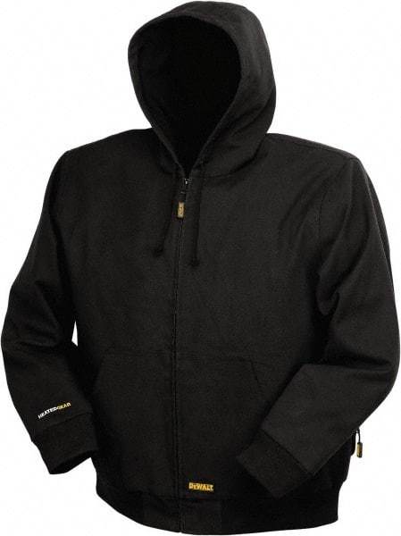 DeWALT - Size M Heated & Cold Weather Jacket - Black, Cotton, Zipper Closure, 46" Chest - Caliber Tooling