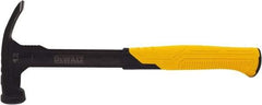 DeWALT - 12 oz Head, Straight Nail Hammer - 12" OAL, Steel Head, 2" Face Diam, Smooth Face, Steel Handle with Grip - Caliber Tooling