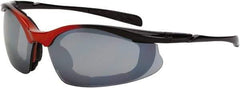 CrossFire - Silver Mirror Lenses, Framed Safety Glasses - Scratch Resistant, Black Frame, Size Universal, Wrap Around - Caliber Tooling