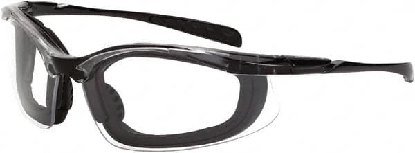 CrossFire - Clear Lenses, Framed Safety Glasses - Anti-Fog, Crystal Black Frame, Size Universal, Wrap Around - Caliber Tooling