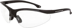 CrossFire - Silver Mirror Lenses, Framed Safety Glasses - Scratch Resistant, Black/Red Frame, Size Universal, Wrap Around - Caliber Tooling