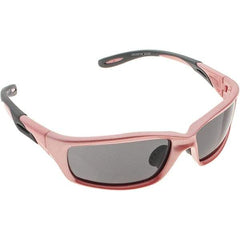 CrossFire - Dark Smoke Lenses, Framed Safety Glasses - Scratch Resistant, Pink Frame, Secure Fit Temples, Universal Size, Wrap Around Frame - Caliber Tooling