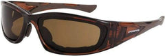 CrossFire - Brown Lenses, Framed Safety Glasses - Anti-Fog, Crystal Brown Frame, Size Universal, Wrap Around - Caliber Tooling