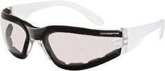 CrossFire - Indoor/Outdoor Lenses, Framed Safety Glasses - Anti-Fog, Clear Frame, Size Universal, Wrap Around - Caliber Tooling