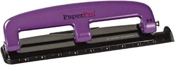 PaperPro - Paper Punches Type: 12 Sheet Manual Three Hole Punch Color: Purple/Black - Caliber Tooling