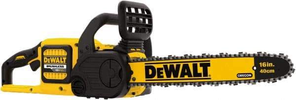 DeWALT - 60 Volt, 15 m/sec, Battery Powered Chainsaw - 16" Guide Bar Length, 7,500 RPM, 3/8" Chain Pitch, 0.043 Chain Gauge - Caliber Tooling