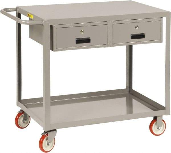 Little Giant - 1,200 Lb Capacity, 24" Wide x 54" Long x 35" High Shelf Cart - 2 Shelf, Steel, 2 Rigid/2 Swivel Casters - Caliber Tooling