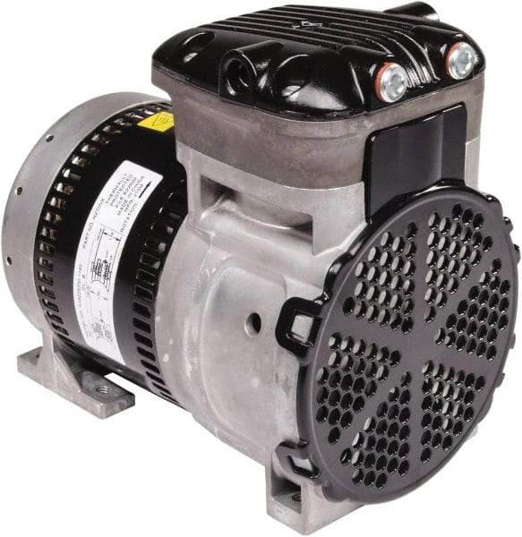 Gast - 1/4 hp, 3.8 CFM, 125 Max psi Piston Vacuum & Compressor Pump - 27.5 Hg/In, 100 to 240/50 to 60 Volt, 7.71" Long x 5" Wide x 7.08" High - Caliber Tooling