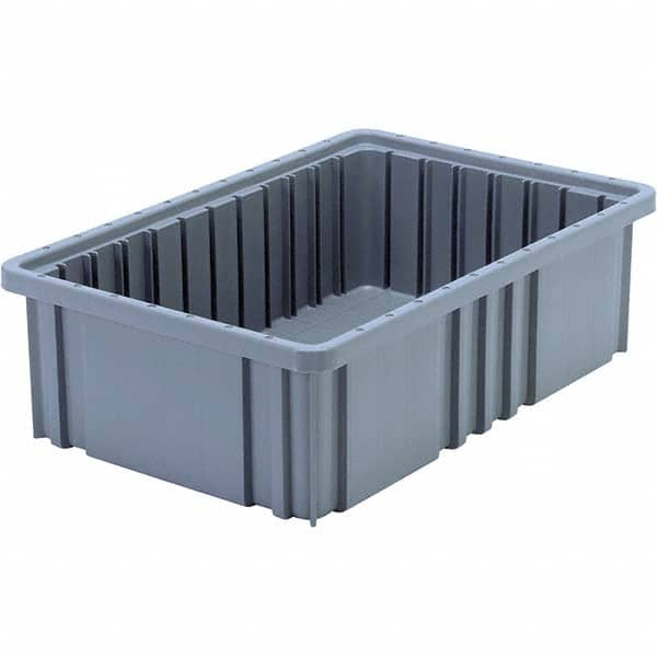 Quantum Storage - 40 Lb Load Capacity Gray Polypropylene Dividable Container - Stacking, 5" Long x 10.9" Wide x 16-1/2" High - Caliber Tooling