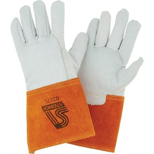 Steiner - Size S Unlined Goatskin Welding Glove - Gauntlet Cuff, Wing Thumb, For TIG - Caliber Tooling