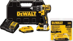 DeWALT - 20 Volt 1/2" Chuck Mid-Handle Cordless Drill - 0-500 & 0-2000 RPM, Keyless Chuck, Reversible, 3 Lithium-Ion Batteries Included - Caliber Tooling