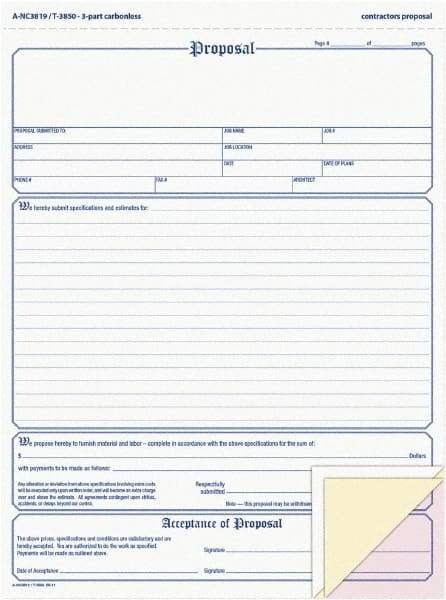 Adams Business Forms - 50 Sheet, 8-1/2 x 11-7/16", Sales Order Book - White, Canary & Pink - Caliber Tooling