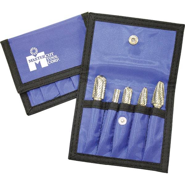 Made in USA - 5 Piece, 1/4" Shank Burr Set - Multiple Head Shapes, Solid Carbide - Caliber Tooling