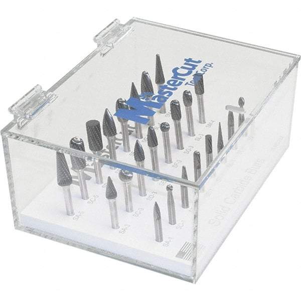 Made in USA - 39 Piece, 6mm Shank Burr Set - Multiple Head Shapes, Solid Carbide, 6° Included Angle - Caliber Tooling