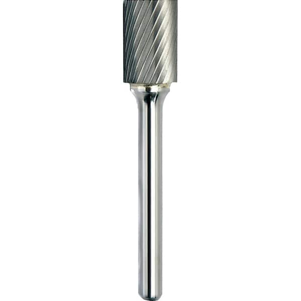 Made in USA - 1" Cut Diam, 0.2362" Shank Diam, Cylinder Head Single Cut Burr - Carbide, 25mm LOC, 70mm OAL - Caliber Tooling