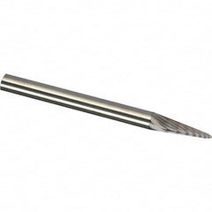 Made in USA - 6mm Cut Diam, 0.2362" Shank Diam, Cone Head Diamond Cut Burr - Carbide, 12.7mm LOC, 50mm OAL - Caliber Tooling