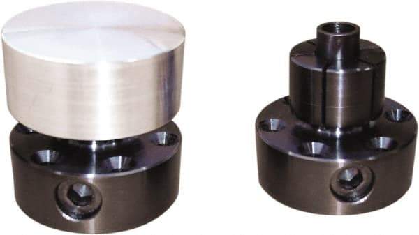 Mitee-Bite - 0.71 to 2.09" Expansion Diam, 4,000 Lb Holding Force, M25 Mounting Screw, M12 Center Screw, Steel ID Expansion Clamps - 2.09" Flange Diam, 3/4" Flange Thickness, 1" Mount Hole Diam, 6 Mount Holes, 1.748" Overall Height, 49 Ft/Lb Torque - Caliber Tooling