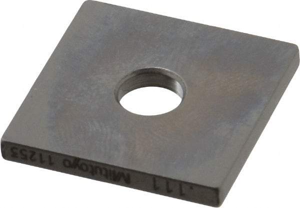 Mitutoyo - 0.111" Square Steel Gage Block - Accuracy Grade 0, Includes Certificate of Inspection - Caliber Tooling