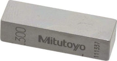 Mitutoyo - 0.3" Rectangular Steel Gage Block - Accuracy Grade AS-1, Includes Certificate of Inspection - Caliber Tooling