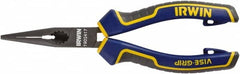 Irwin - 6" OAL, 7/16" Jaw Length x 2" Jaw Width, Long Nose Side Cutting Pliers - Serrated Jaw, Standard Head, Comfort Grip Handles - Caliber Tooling