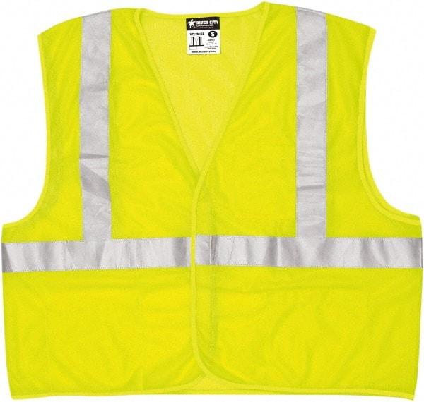 MCR Safety - Size M Flame Resistant/Retardant Lime Mesh General Purpose Vest - 24" Chest, ANSI 107-2015, Hook & Loop Closure, 3 Pockets, Polyester - Caliber Tooling