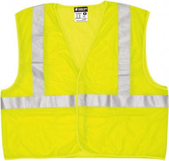 MCR Safety - Size M Flame Resistant/Retardant Lime Mesh General Purpose Vest - 24" Chest, ANSI 107-2015, Hook & Loop Closure, 3 Pockets, Polyester - Caliber Tooling