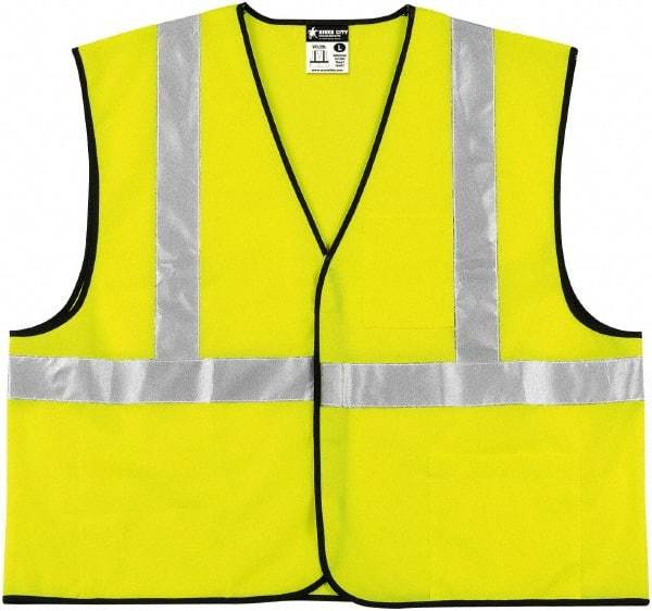 MCR Safety - Size M Flame Resistant/Retardant Lime Solid General Purpose Vest - 24" Chest, ANSI 107-2015, Hook & Loop Closure, 3 Pockets, Polyester - Caliber Tooling