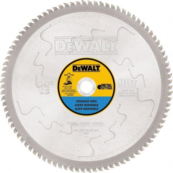 DeWALT - 14" Diam, 1" Arbor Hole Diam, 90 Tooth Wet & Dry Cut Saw Blade - Carbide-Tipped, Standard Round Arbor - Caliber Tooling