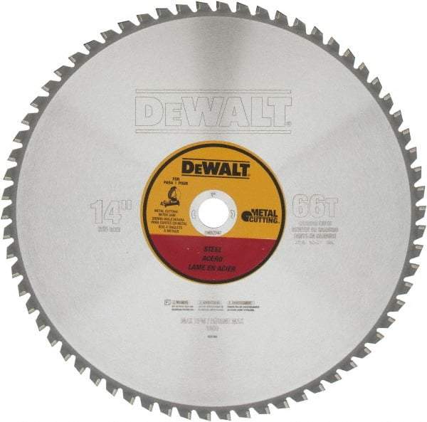 DeWALT - 14" Diam, 1" Arbor Hole Diam, 66 Tooth Wet & Dry Cut Saw Blade - Carbide-Tipped, Standard Round Arbor - Caliber Tooling