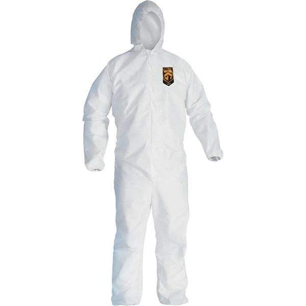 KleenGuard - Size 2XL Film Laminate General Purpose Coveralls - White, Zipper Closure, Elastic Cuffs, Elastic Ankles, Serged Seams - Caliber Tooling