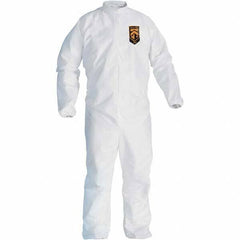 KleenGuard - Size XL Film Laminate General Purpose Coveralls - White, Zipper Closure, Elastic Cuffs, Elastic Ankles, Serged Seams - Caliber Tooling