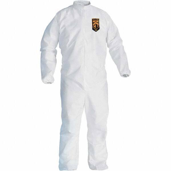 KleenGuard - Size M Film Laminate General Purpose Coveralls - White, Zipper Closure, Elastic Cuffs, Elastic Ankles, Serged Seams - Caliber Tooling