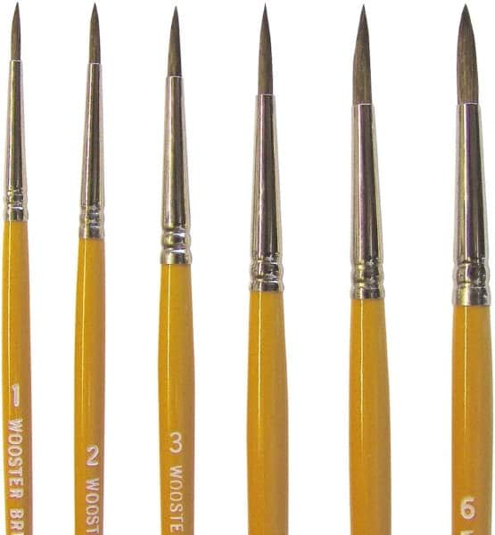 Wooster Brush - #6 Camel Hair Artist's Paint Brush - 3/16" Wide, 0.703" Bristle Length, 5-35/64" Plastic Handle - Caliber Tooling