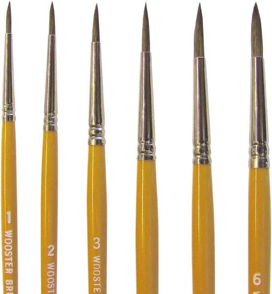 Wooster Brush - #3 Camel Hair Artist's Paint Brush - 3/16" Wide, 1/2" Bristle Length, 5-21/32" Plastic Handle - Caliber Tooling